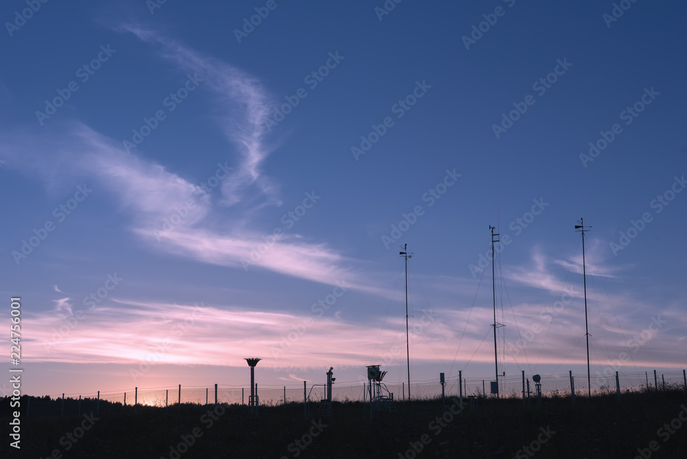 Weather station at sunset, Russia Weather station at sunset, Russia