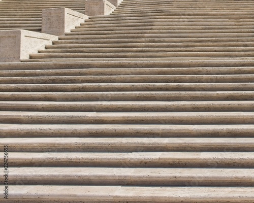 A close up view of the famous Spanish steps in Rome, Italy. Stair climbing concept image. 