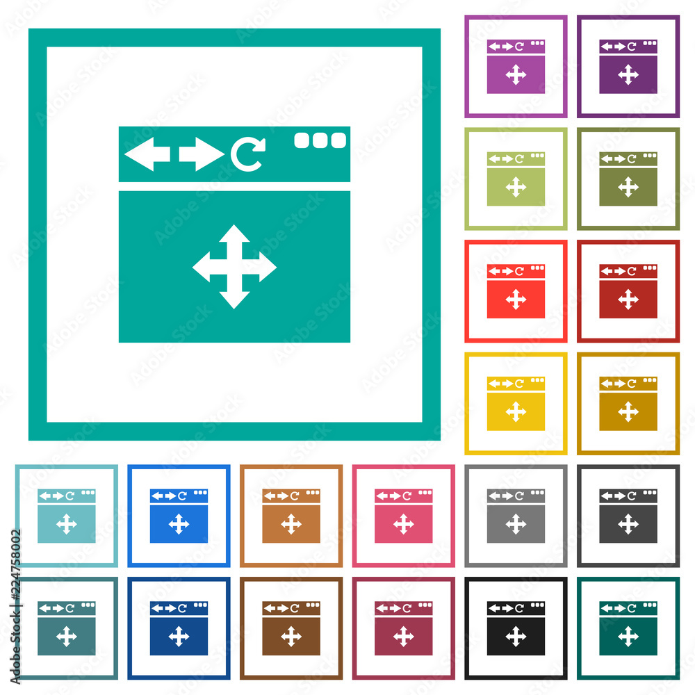 Browser drag and drop flat color icons with quadrant frames Browser drag and drop flat color icons with quadrant frames
