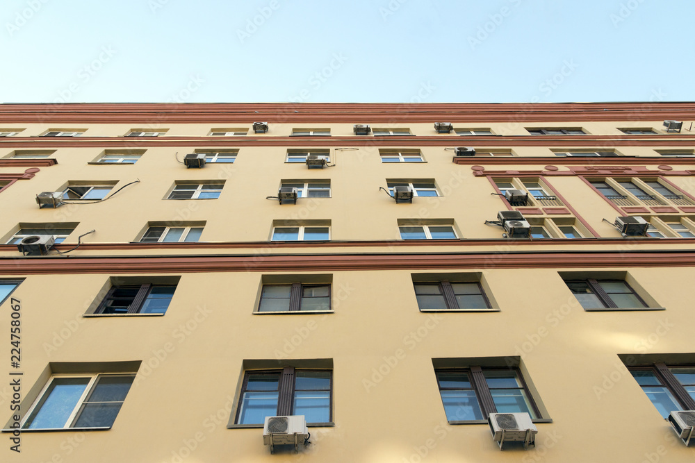 wall with windows and air conditioning wall with windows and air conditioning