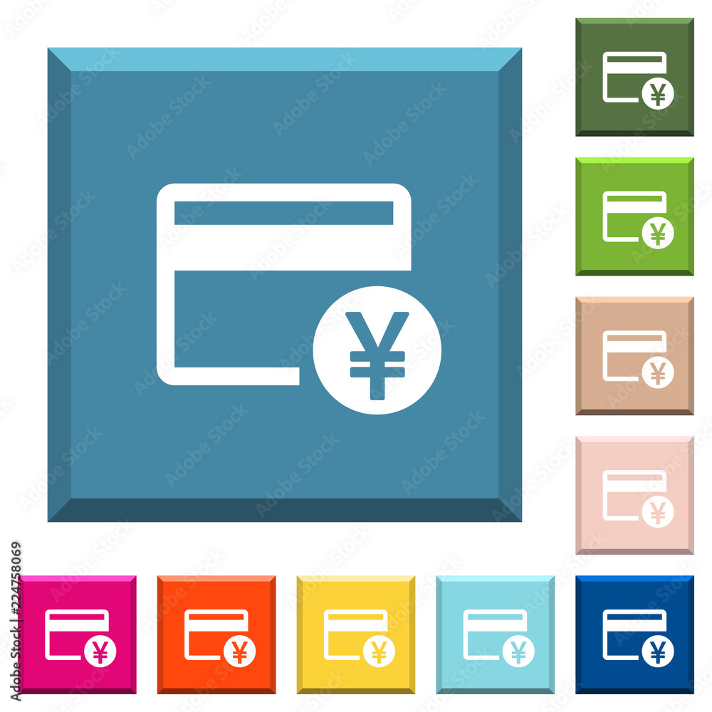 Yen credit card white icons on edged square buttons Yen credit card white icons on edged square buttons