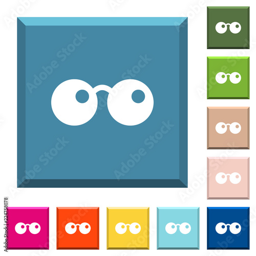 Sunglasses white icons on edged square buttons