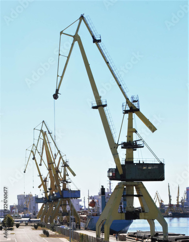 Cranes on the quay in the harbor