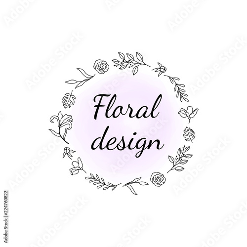 Hand drawn logo for flower shops, designers, florists, photographers and other creative professions. Universal creative premium symbols