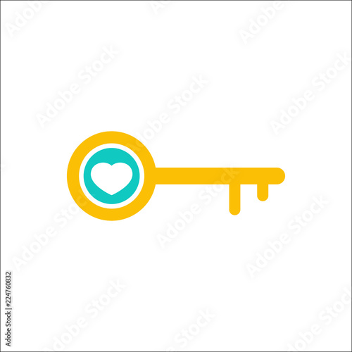 Key icon, Access, lock, locked, security icon with heart sign. Key icon and favorite, like, love, care symbol