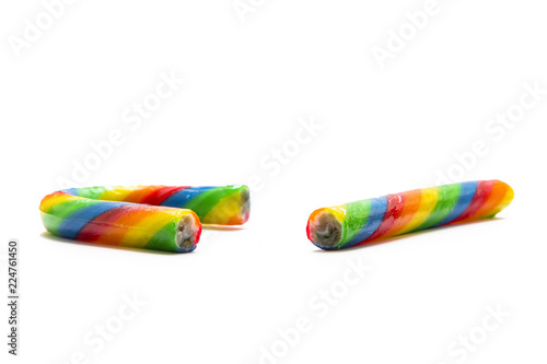 Caramel in the colors of the LGBT community isolated on a white background