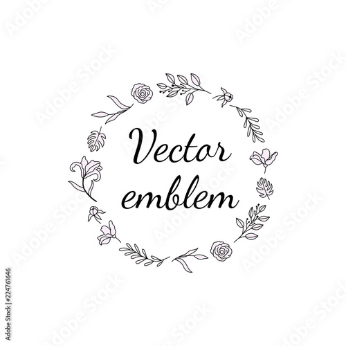 Flower hand drawn logo for shops, designers, florists, photographers and other creative professions. Universal creative premium symbols