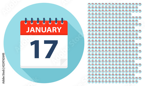 January 1 - December 31 - Calendar Icons. All days of year. photo
