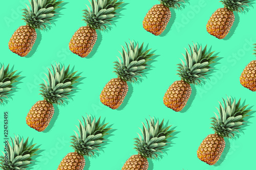 Colorful fruit pattern of fresh whole pineapples