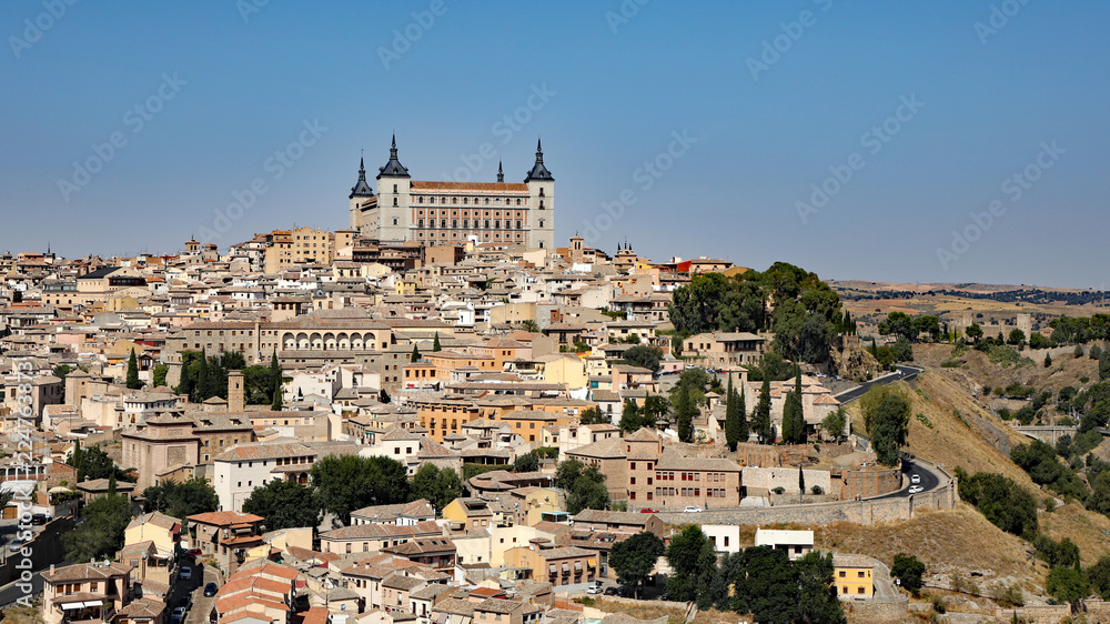 The Alcázar of Toledo is a stone fortification located in the highest part of Toledo, Spain. Once used as a Roman palace in the 3rd century, it was restored and is a popular tourist attraction.
