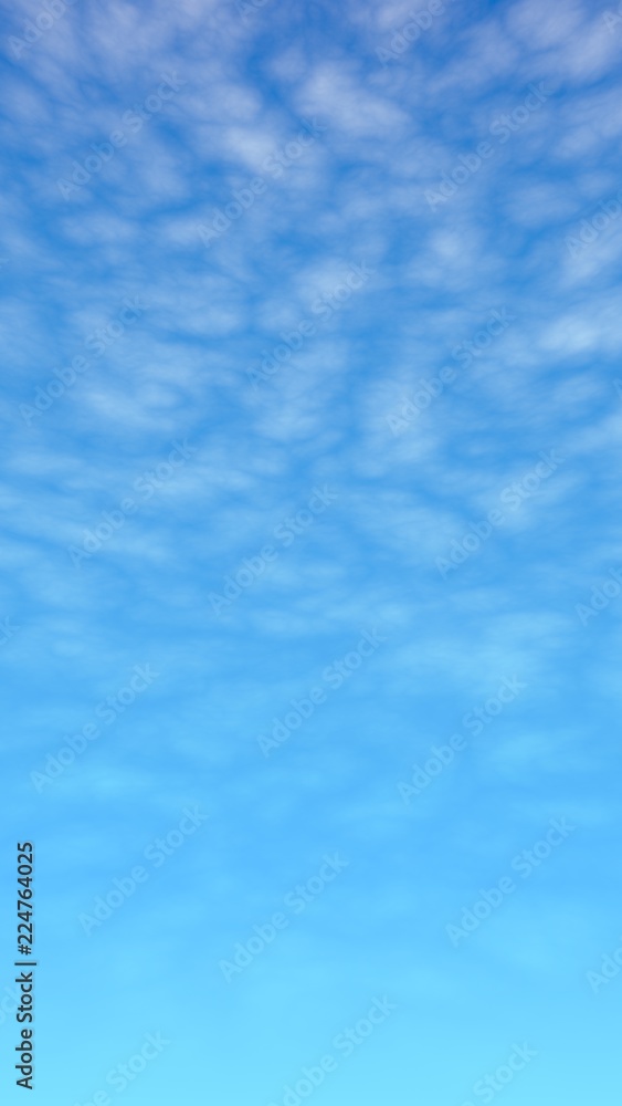 Cumulus white clouds in the clear blue sky in the morning. Blue sky background with white clouds. 3D illustration