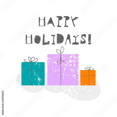 Merry Christmas and Happy New Year cartoon illustration design for greeting card, postcard, apparel, invitation card, canvas, textile, wrapping, gift