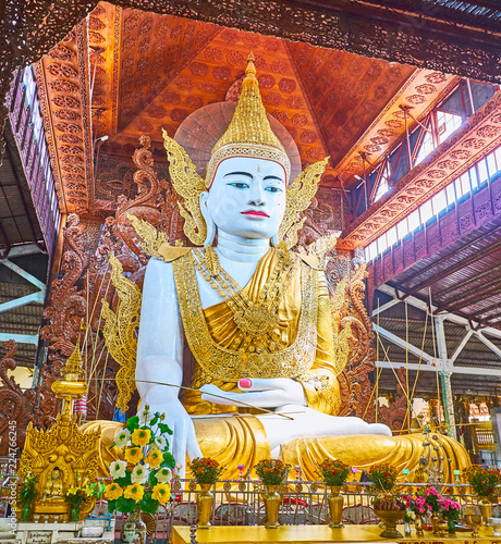 Historic Image of Ngar Htat Gyi Buddha, Yangon, Myanmar photo