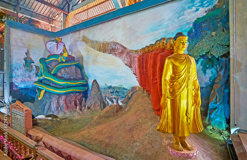 The chain of Buddha disciples, Ngar Htat Gyi Buddha Temple, Yangon, Myanmar photo