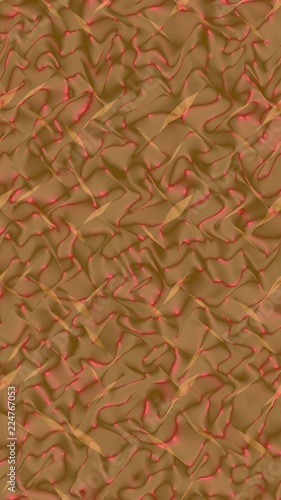 Graphic illustration - liquid pattern dark orange color. Modern abstract background. Design wallpaper. 3D illustration