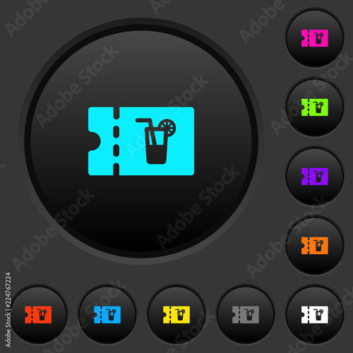 cocktail bar discount coupon dark push buttons with color icons