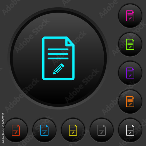 Edit document dark push buttons with color icons
