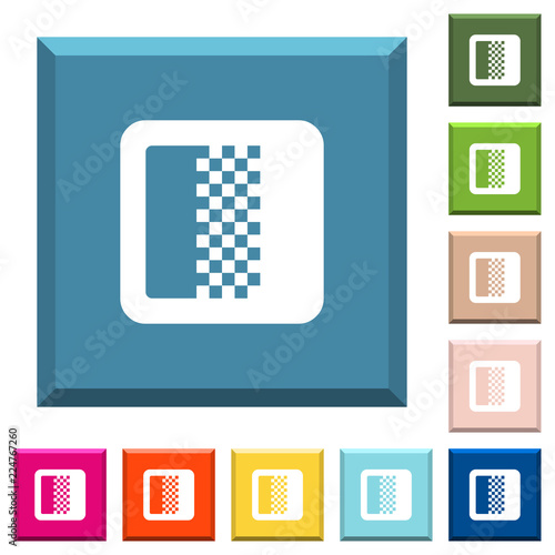 Color gradient white icons on edged square buttons