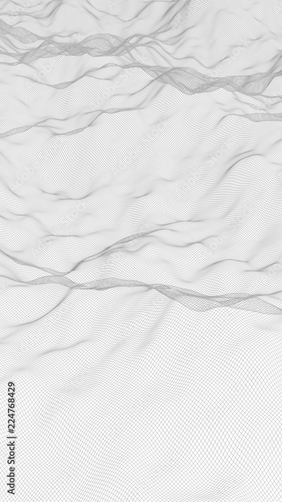 Abstract landscape on a white background. Cyberspace grid. Hi-tech network. 3d technology illustration Abstract landscape on a white background. Cyberspace grid. Hi-tech network. 3d technology illustration