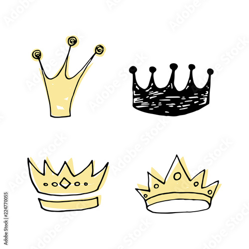 Set of cartoon crowns.
