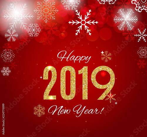 2019 Happy New Year and Marry Christmas Background. Vector Illustration