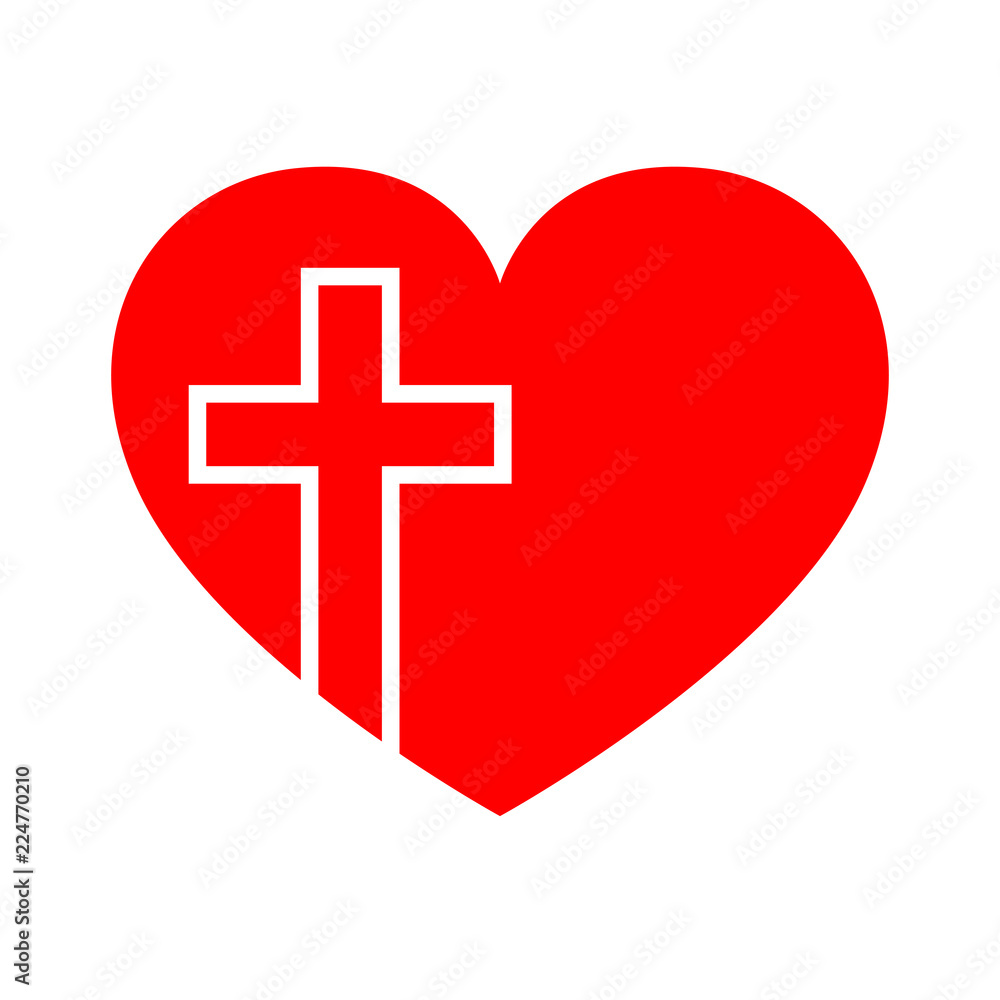 Heart with Christian cross. Vector illustration. Heart with Christian cross. Vector illustration.