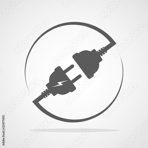 Wire, plug and socket. Vector illustration.