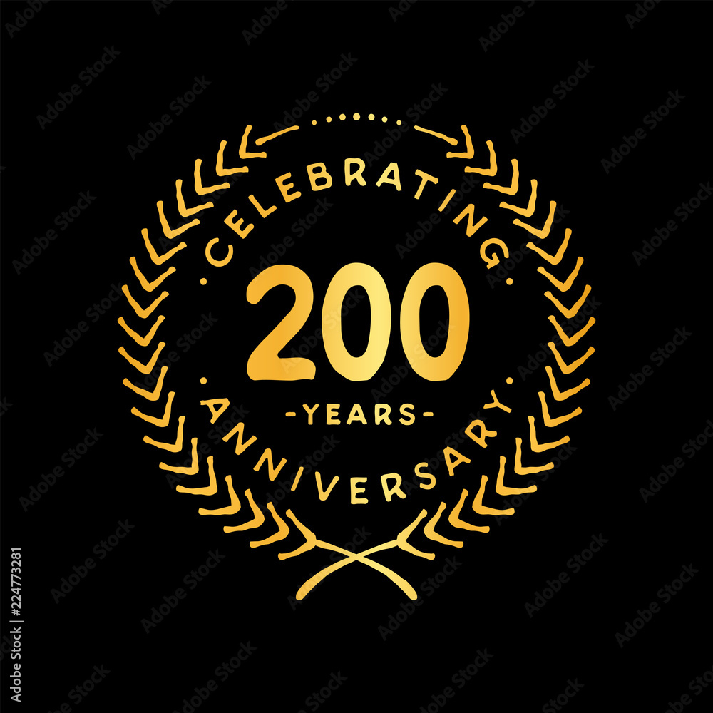 Naklejka premium 200 years design template. 200th vector and illustration