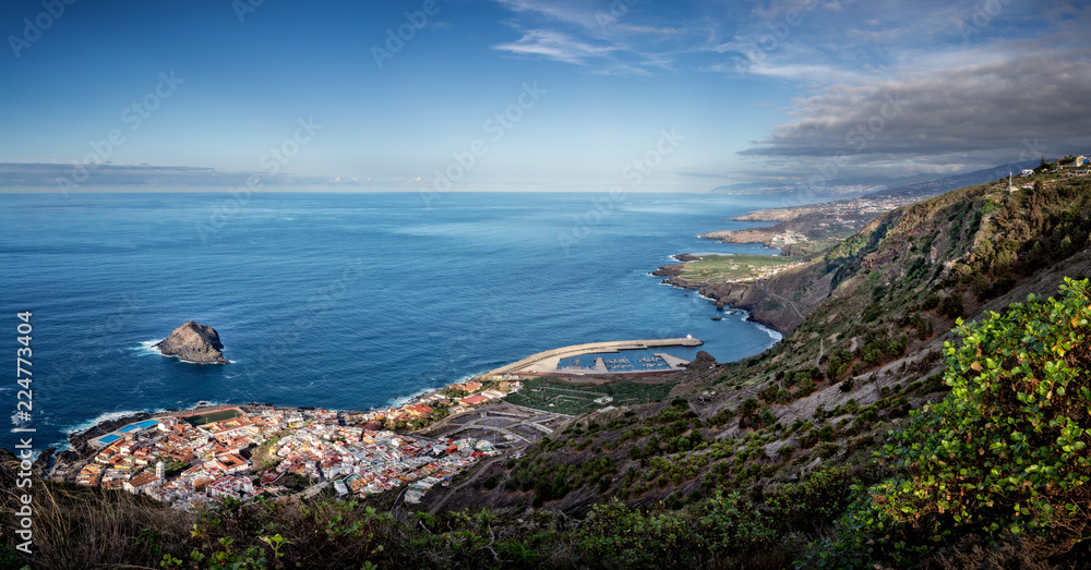 Panorama of dramatic Northern coast of Tenerife - an aerial view