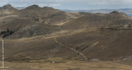 Along the road from San Pedro de Tiquina to Copacabana on the Titicaca lake, the largest highaltitude lake in the world (3808m) – Bolivia, South America  photo