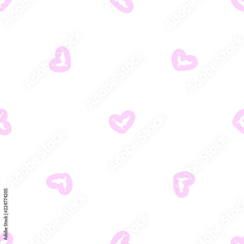 Seamless pattern with heart shapes. Ink illustration. Valentines day greeting card. Design elements. Valentines day celebration. Inscriptions and signs
