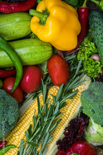 Different raw vegetables background.Healthy eating. Food.