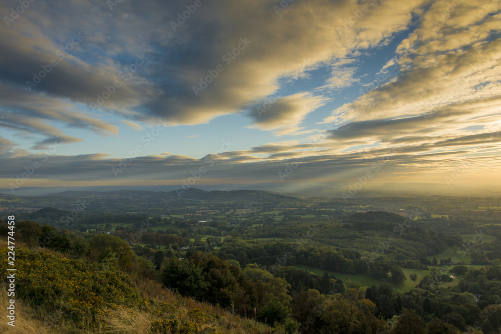Sunset over the Malvern Hills Worcestershire