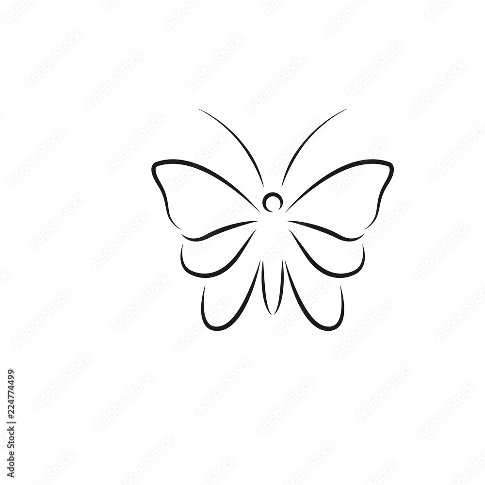 Butterfly line art logo icon design template vector