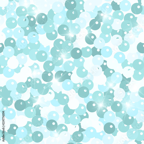 Glitter seamless texture. Admirable mint particles. Endless pattern made of sparkling spangles. Opti