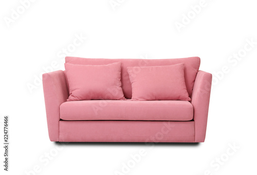 Comfortable sofa on white background. Furniture for modern room interior