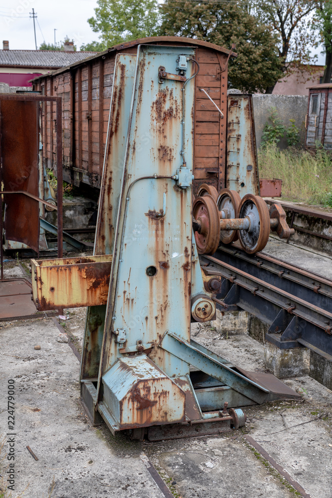 Old workshop of wagons and narrow-gauge railway locomotives. Place of repair and renovation for trains. Old workshop of wagons and narrow-gauge railway locomotives. Place of repair and renovation for trains.
