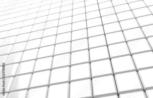 Abstract geometric shape of white cubes 3d render