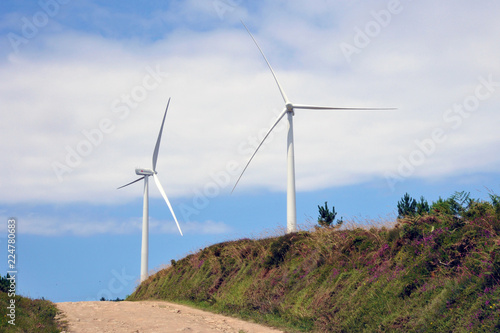 camarinas, galicia, spain, windmills for electric power production, holidays