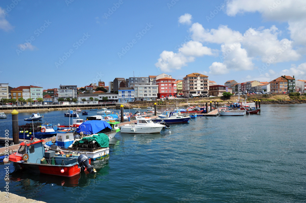 Camarinas, GALICIA, SPAIN - JULY 11, 2018: The port of Camarinas with fishing boats