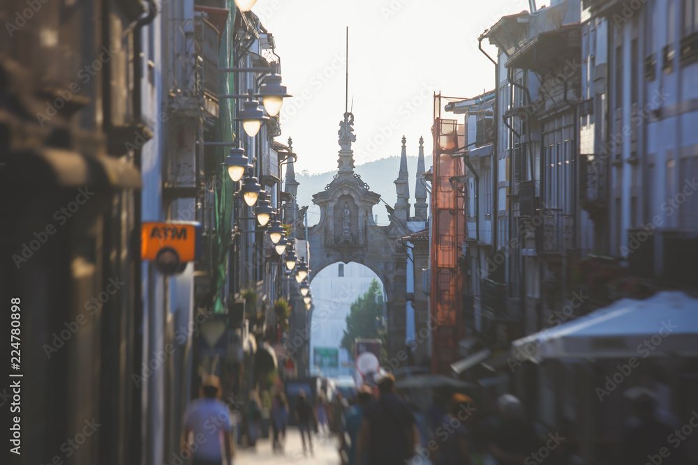 Streets in the historical old town center of Braga, Portugal, Norte region, summer evening Streets in the historical old town center of Braga, Portugal, Norte region, summer evening