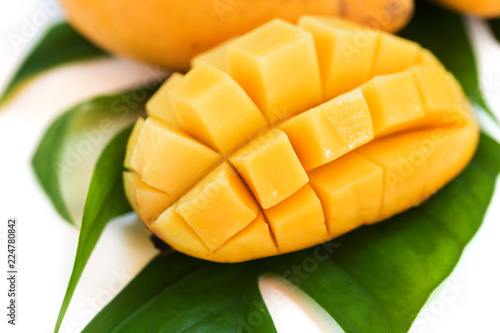 Fresh mango fruit on the white background