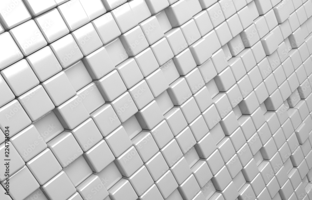 Abstract geometric shape of white cubes 3d render background Abstract geometric shape of white cubes 3d render background