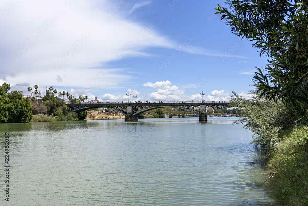 view of the Guadalquivir river in Seville, Andalucia, Spain.