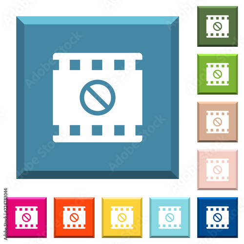 Movie disabled white icons on edged square buttons