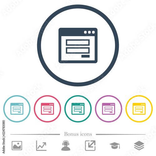 Login panel flat color icons in round outlines
