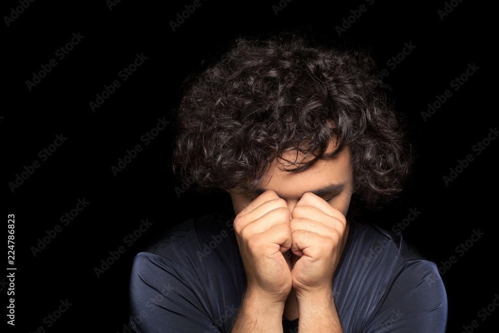 Portrait of a Young Man Worried / Sad / Praying Portrait of a Young Man Worried / Sad / Praying