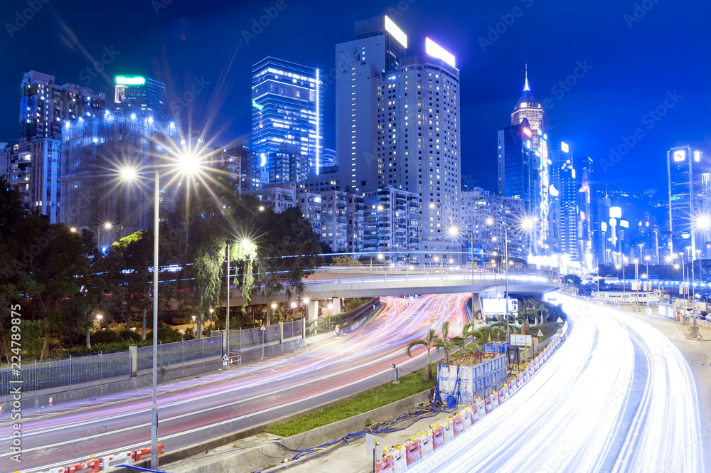 Fototapeta premium Hong Kong Night Car Trail