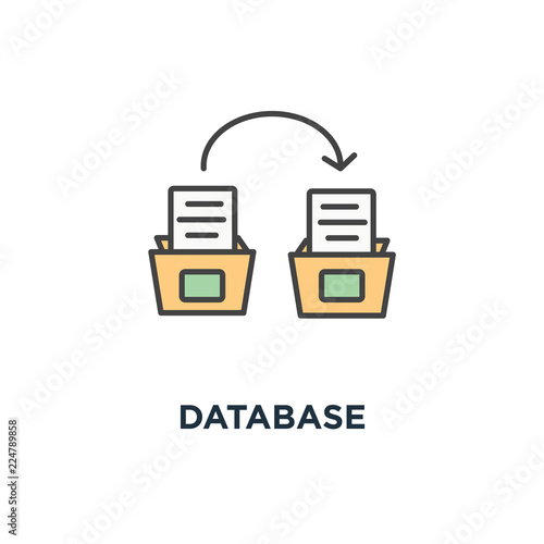 database icon. bankers box from the repository with documents, systematization concept symbol design, depository, archive, file folder with white sheets, paperwork, data information storage vector