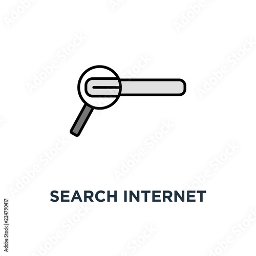 search internet icon, symbol of ux text field for query input and magnifier, outline, concept search bar on the website or browser page © vectorstockcompany